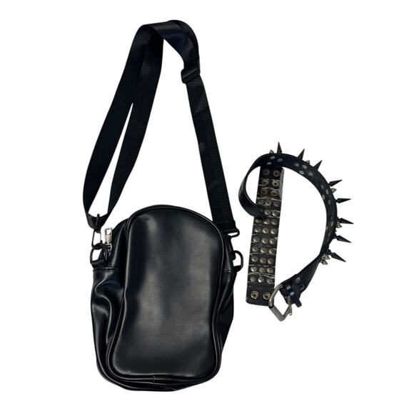 SCREAM Ghost Face Crossbody Purse Spiked Choker Bracelet Goth Rave Punk Cosplay - Picture 4 of 6